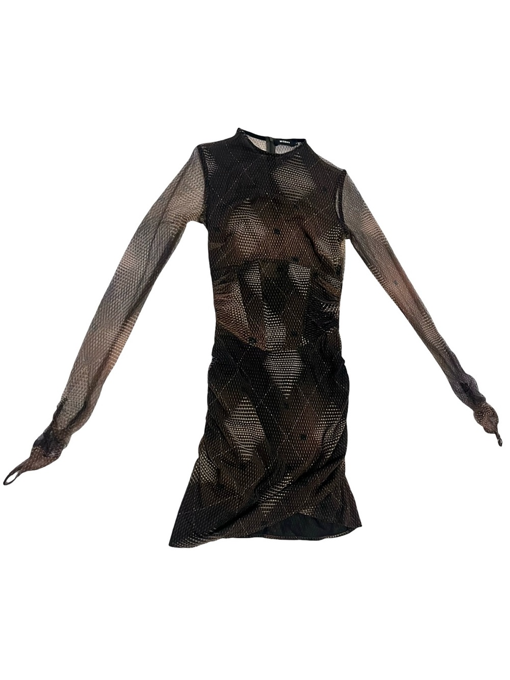MISBHV Argyle Mesh Corset Mini Dress Sz S Brown Goth Steam Punk Festival Party